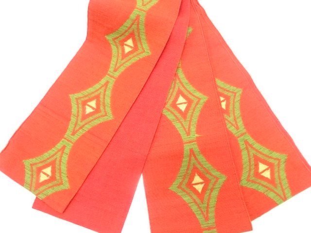  変わり菱模様織り出し　紬半幅帯